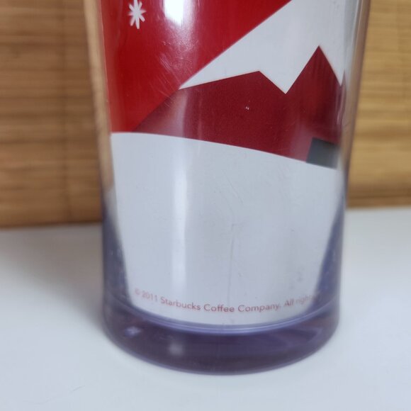 Starbucks 2011 Travel Tumbler Cup Holiday Snow Fun Christmas Dog and Snowflakes - Picture 3 of 14